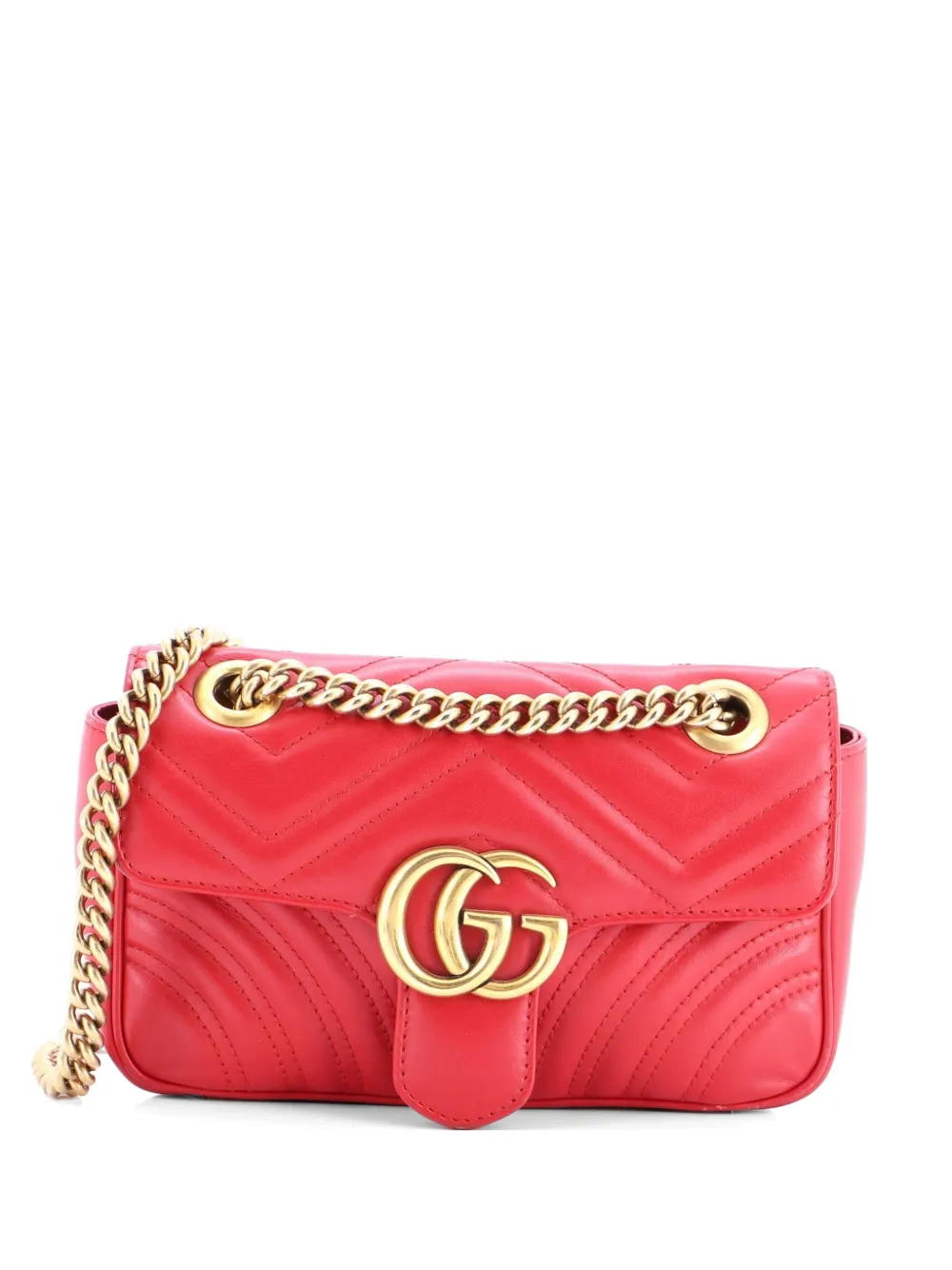 Gucci Pre-Owned GG Marmont Flap Bag Matelasse Leather Mini crossbody bag - Rosso