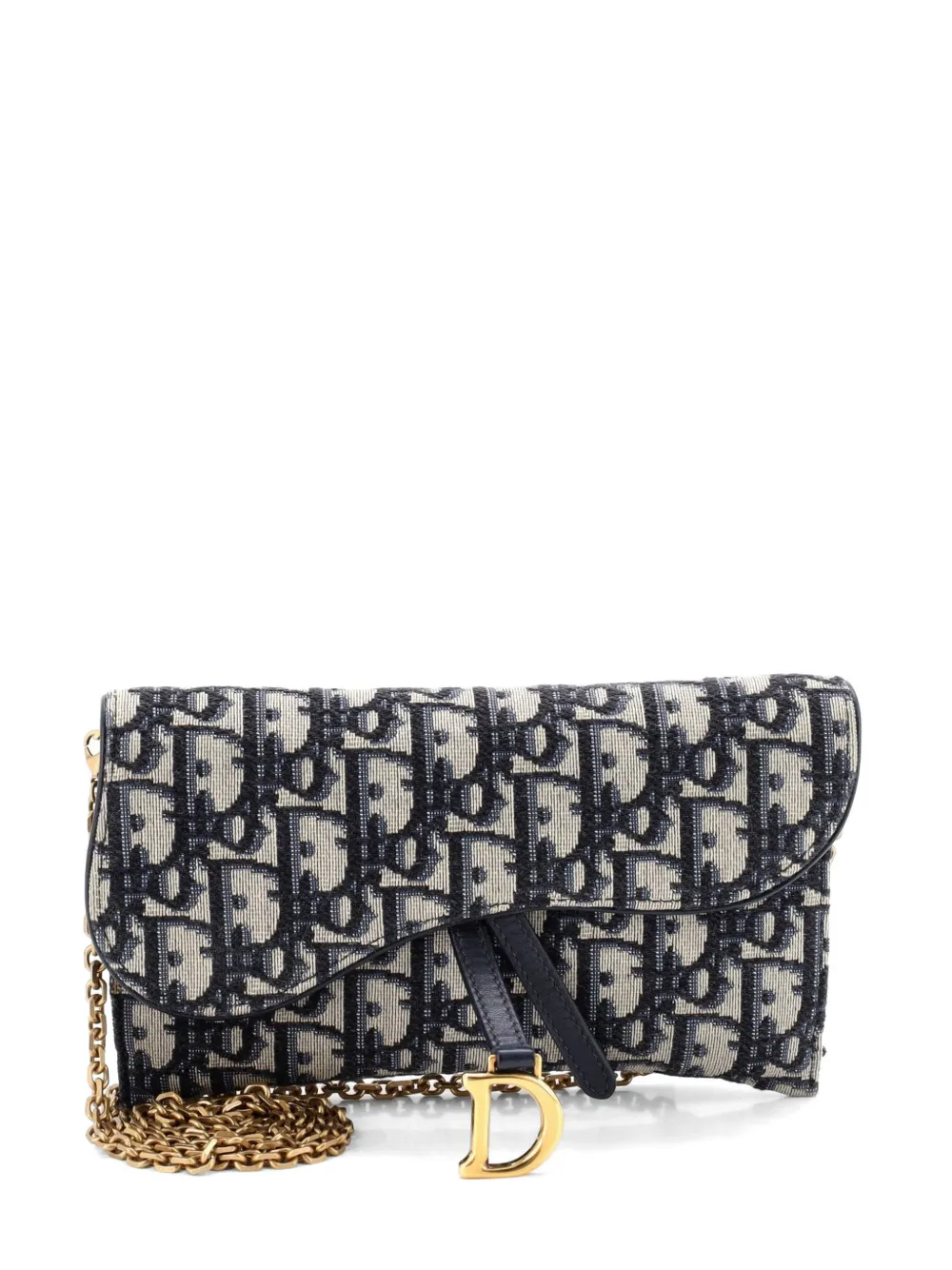Christian Dior Pre-Owned Saddle Chain Wallet Oblique Canvas crossbody bag - Blu