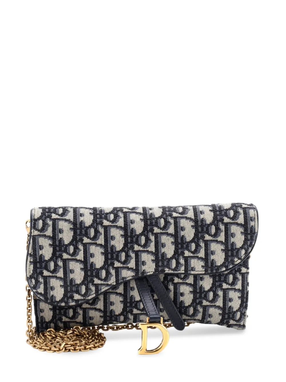 Christian Dior Pre-Owned Saddle Chain Wallet Oblique Canvas crossbody bag - Blu