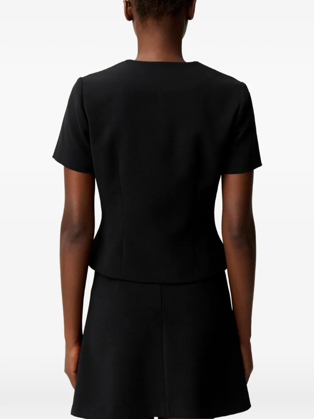 Claudie Pierlot Getailleerde top met V-hals en knopen Zwart