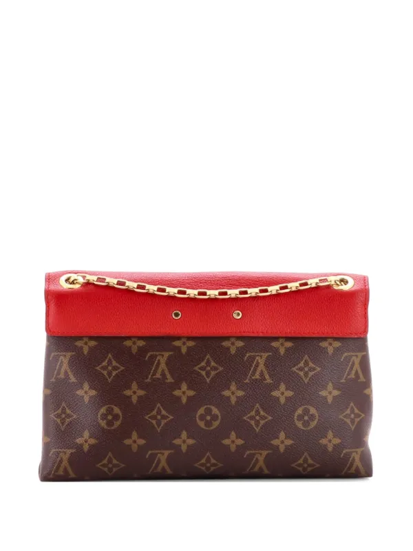 Louis Vuitton Pre-owned Pallas Chain Monogram Canvas and Calfskin Shoulder Bag in Red