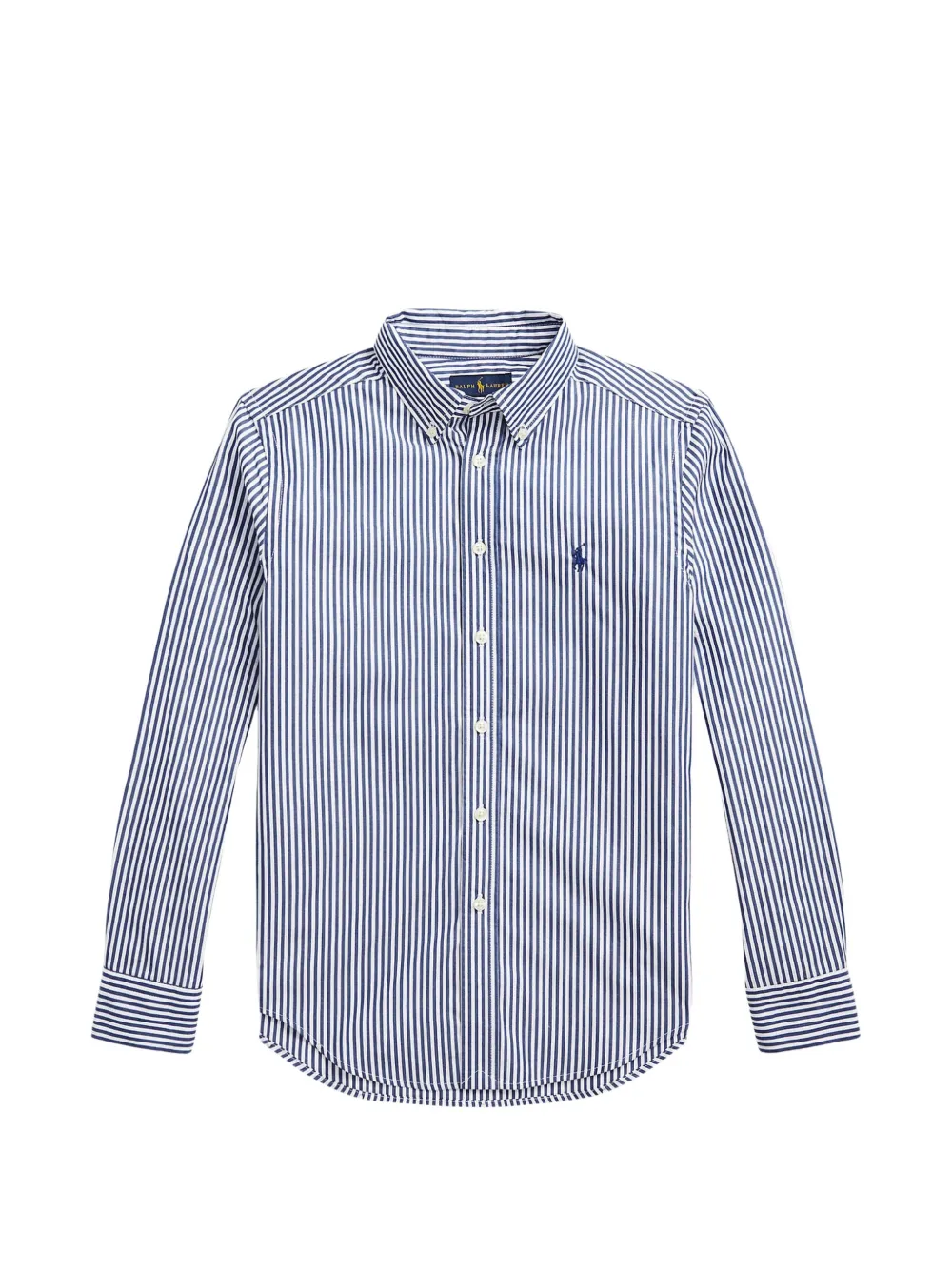 POLO RALPH LAUREN KIDS striped embroidered-logo shirt - Blu