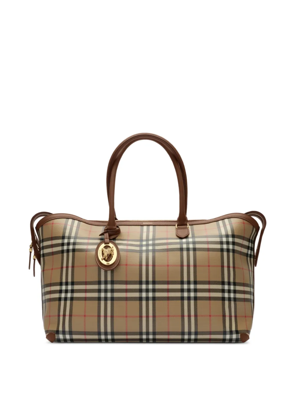 Burberry Borsa tote Check media con zip - Toni neutri