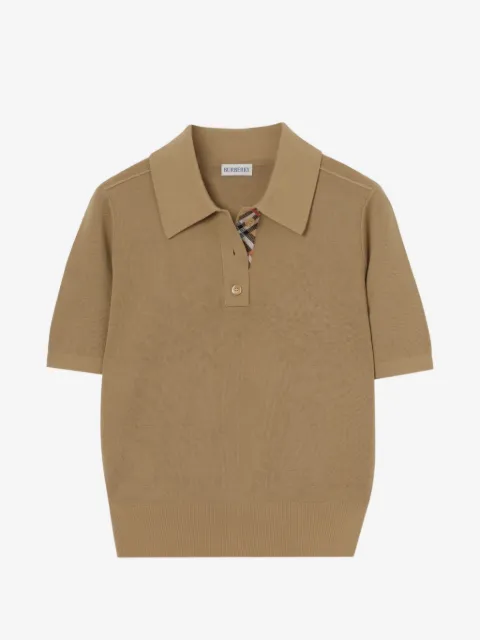 Burberry playera tipo polo de lana manga larga