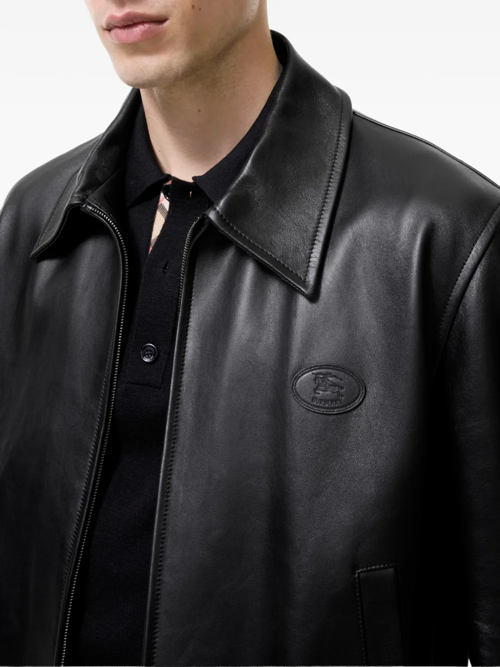 Burberry Bloomsbury Harrington leren jas Zwart