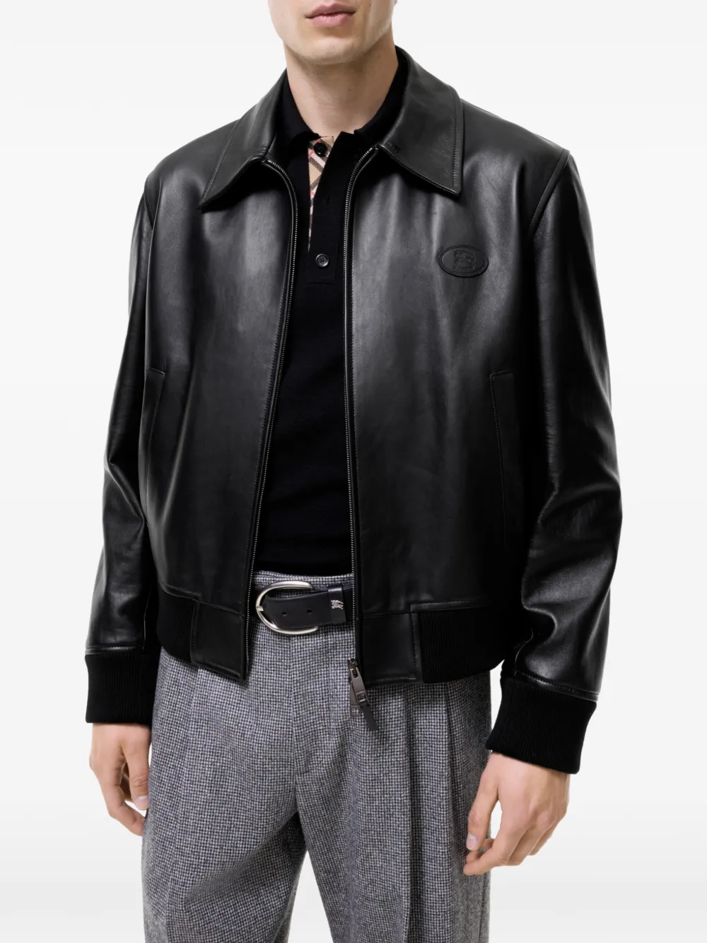Burberry Bloomsbury Harrington leren jas Zwart
