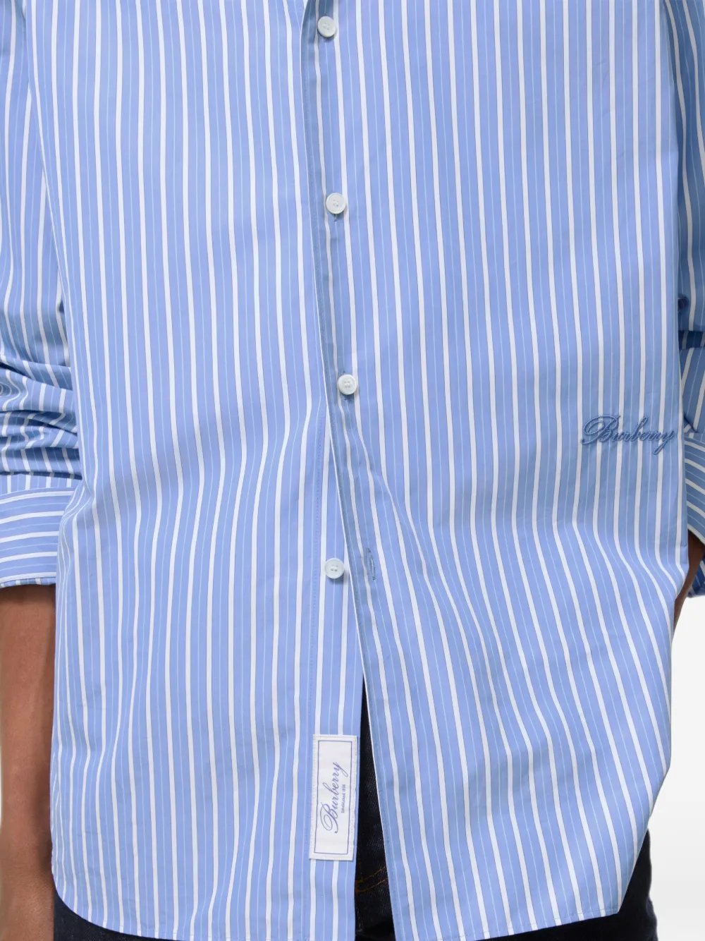 Burberry relaxed-fit striped cotton shirt Blauw