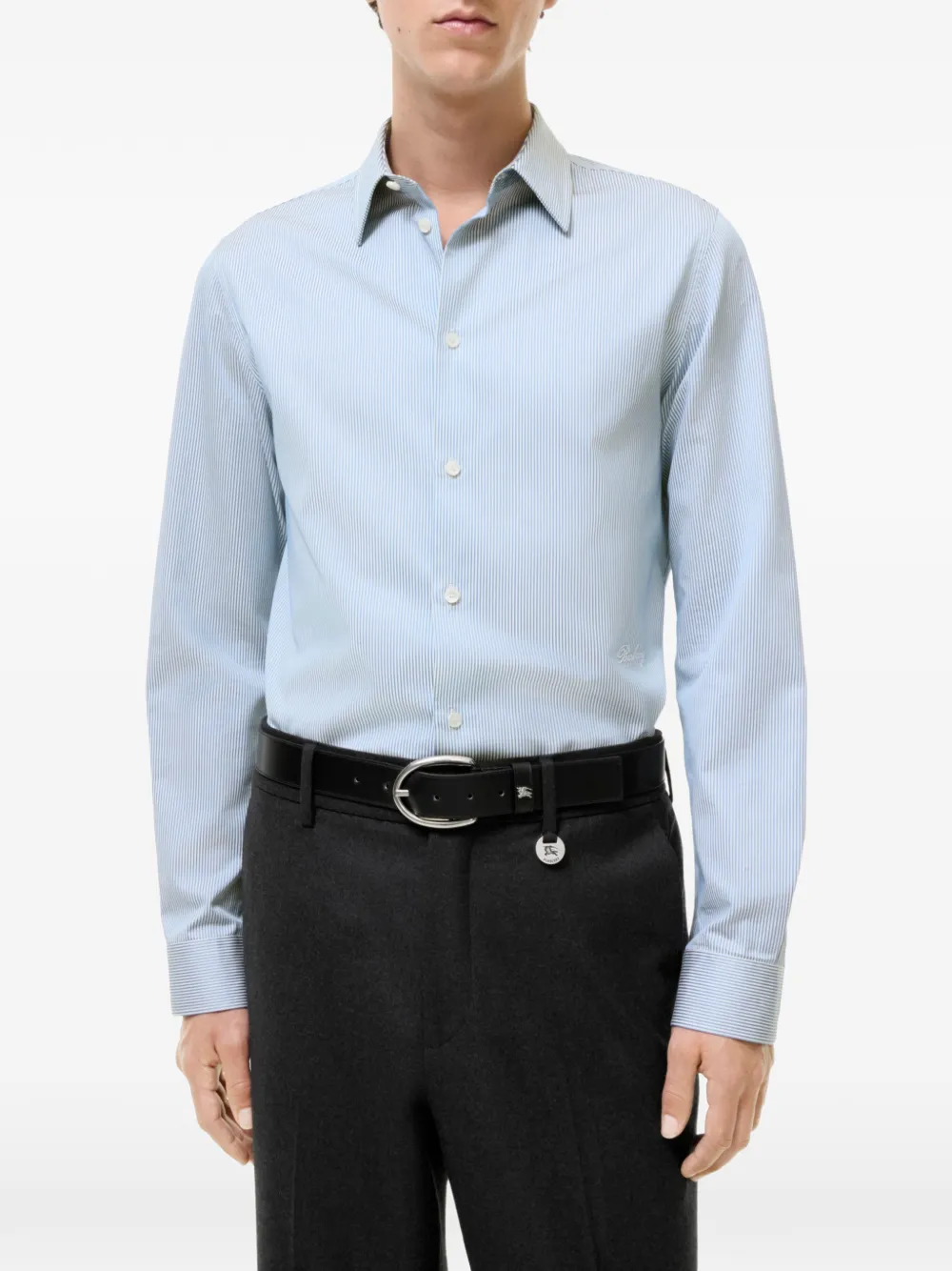 Burberry Slim-fit gestreept katoenen overhemd Blauw