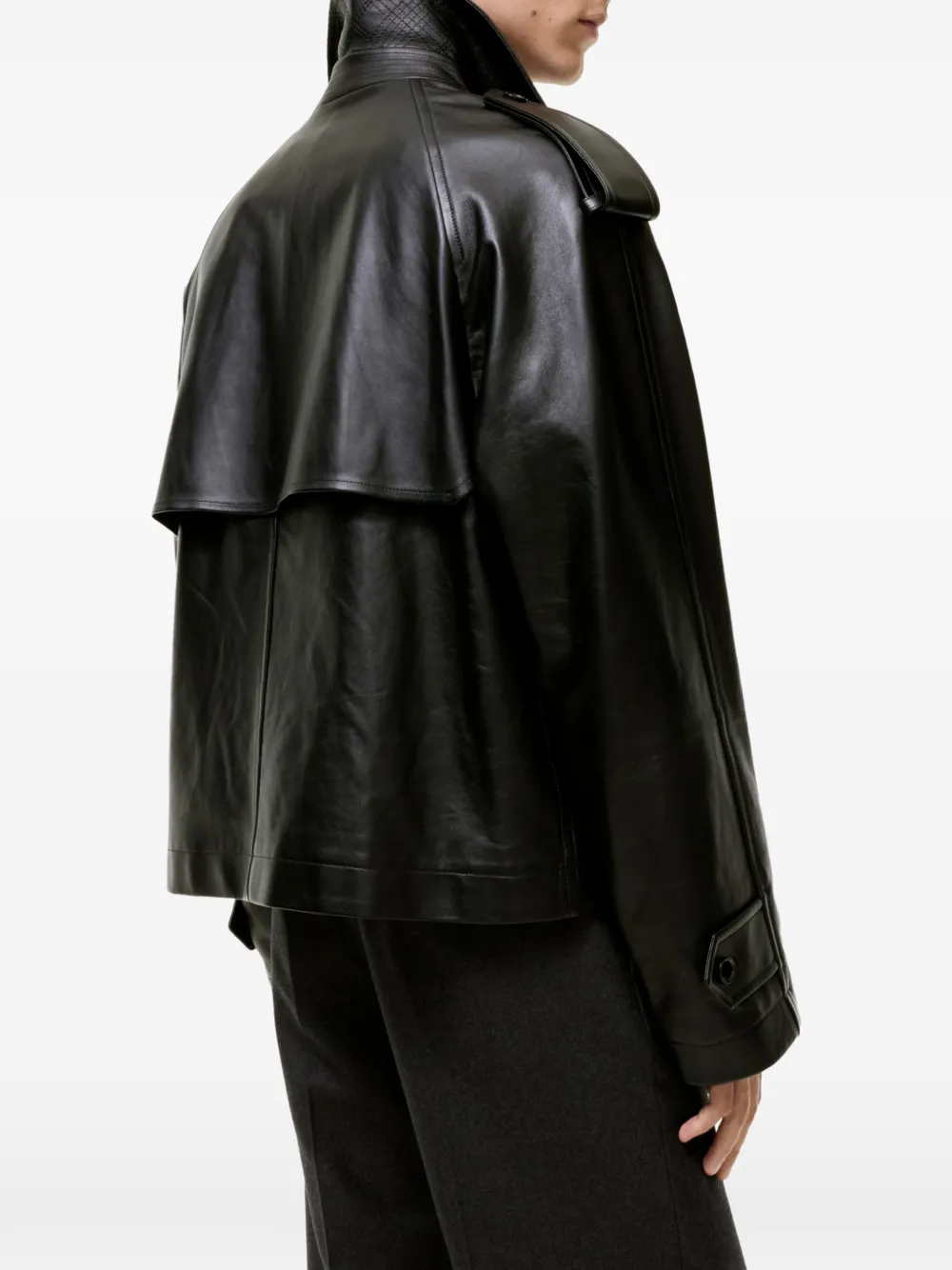 Burberry Leadenham cropped leren trenchcoat Zwart