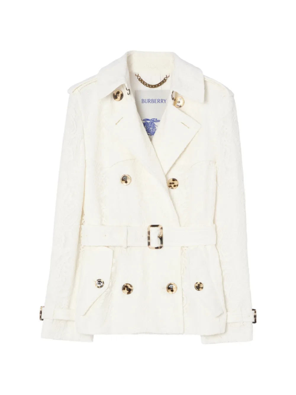 Burberry Foxfield trenchcoat met paisley-patroon en kant Wit