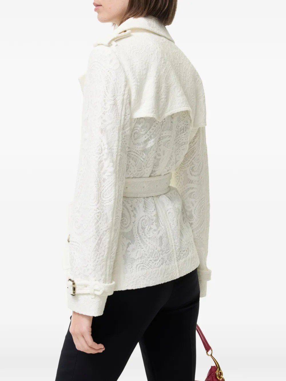 Burberry Foxfield trenchcoat met paisley-patroon en kant Wit