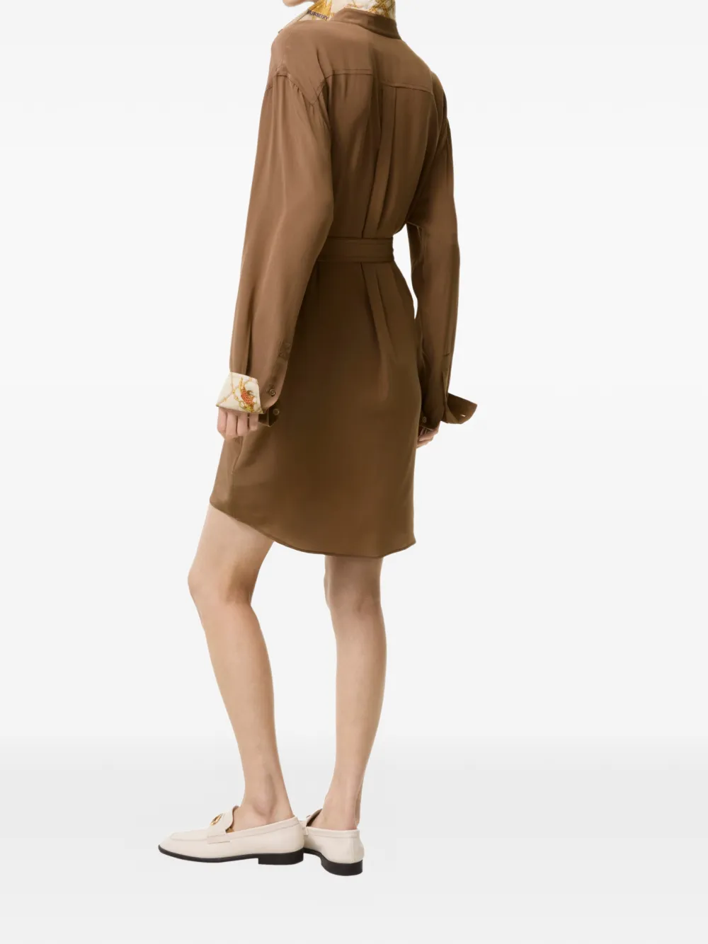 Burberry Crêpe de chine zijden blousejurk Bruin