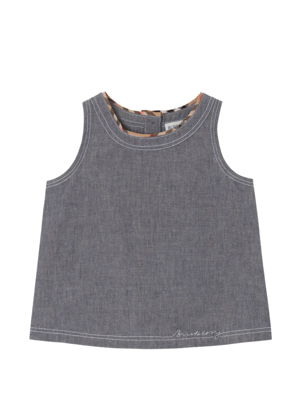Burberry Kids Top in chambray di cotone - Grigio
