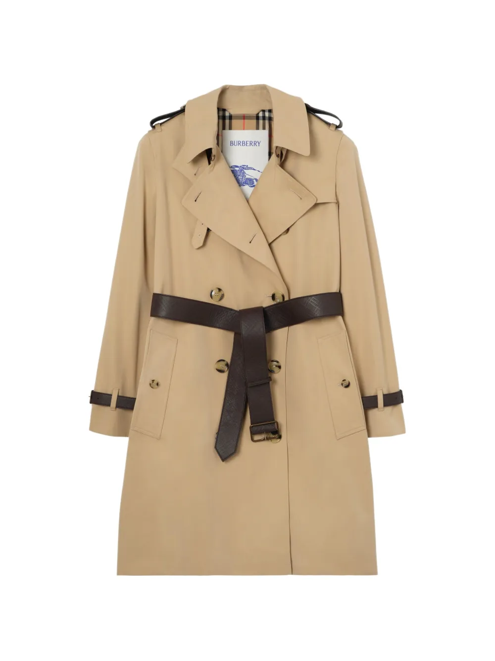 Burberry Trench Kensington midi in pelle - Toni neutri