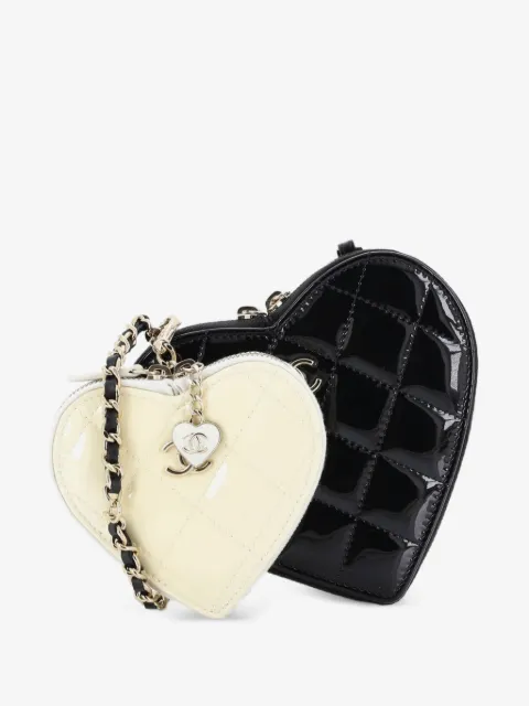 CHANEL Pre-Owned Double Heart Clutch mit Kette und Steppung