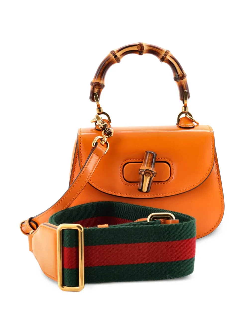 Gucci Pre-Owned Bamboo 1947 Top Handle Bag Leather Mini shoulder bag - Arancione