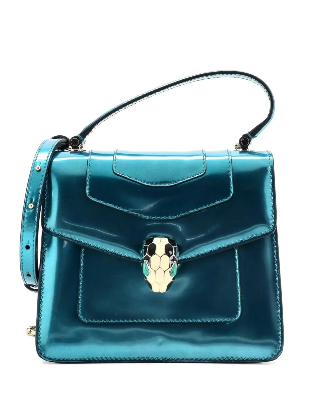 Bvlgari Pre-Owned Serpenti Forever Top Handle Bag Patent Small satchel - Blu