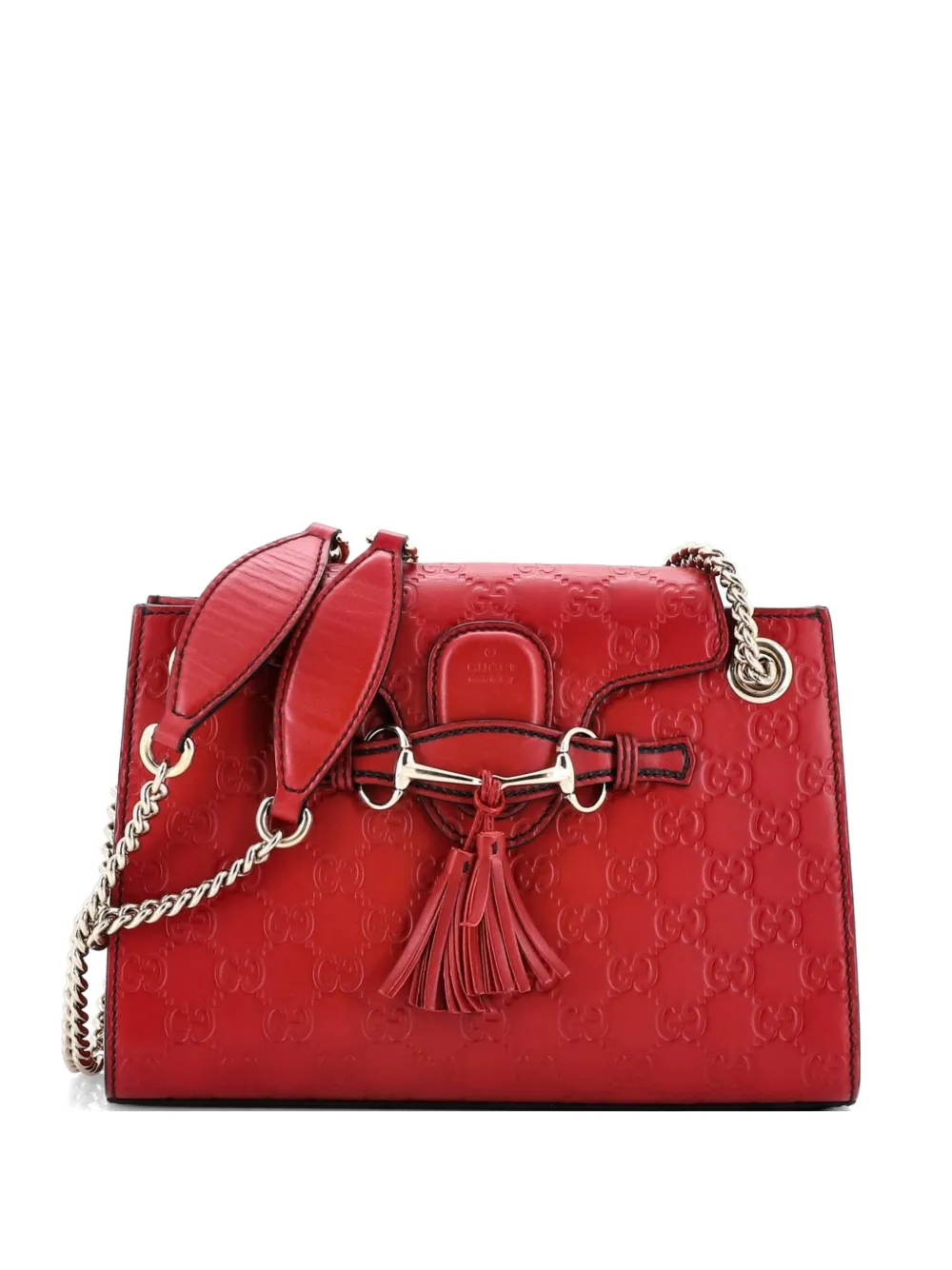 Gucci Pre-Owned Emily Chain Flap Guccissima Leather Small shoulder bag - Rosso