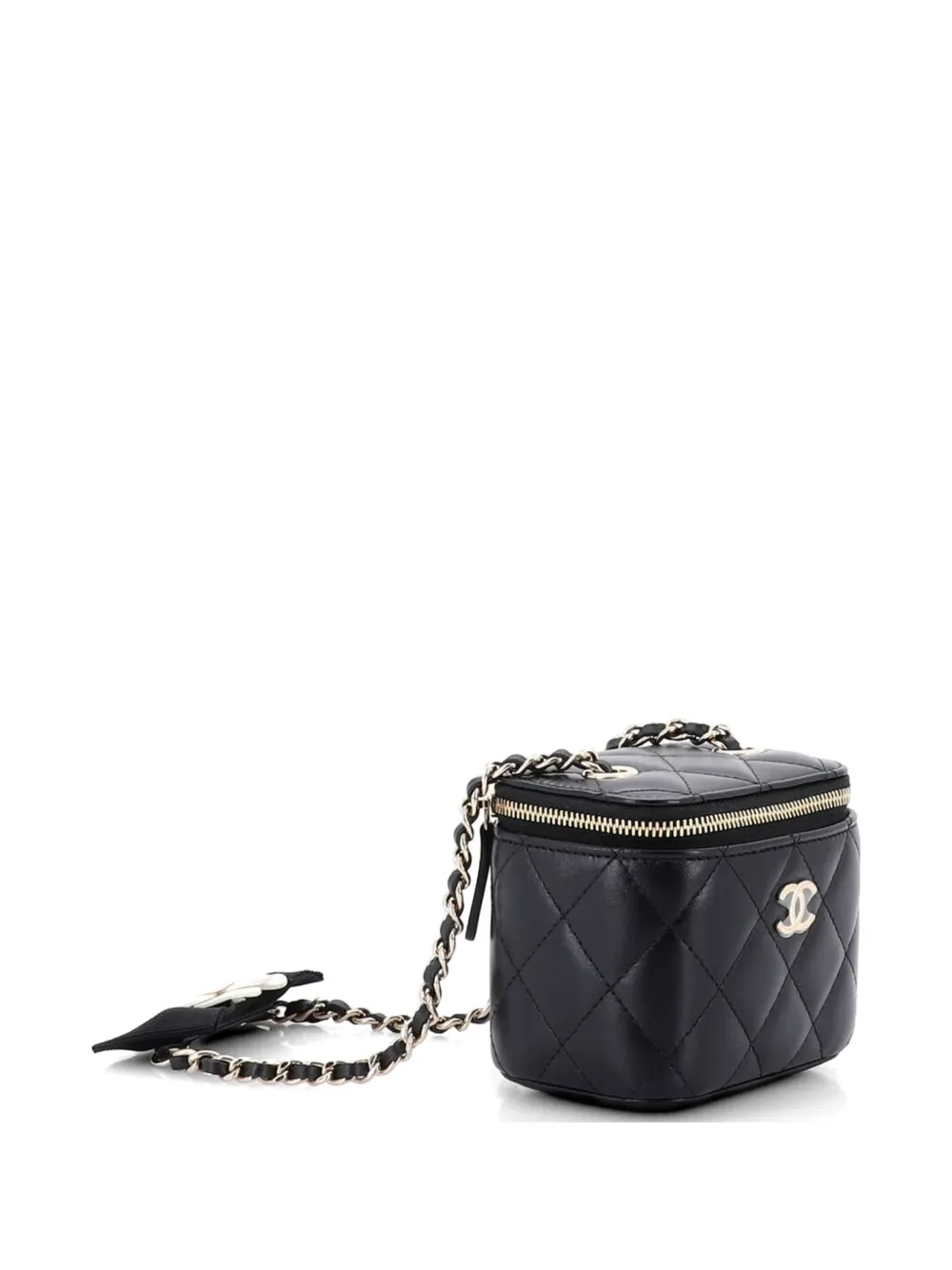 CHANEL Pre-Owned カメリア リボン バニティケース ウィズ チェーン