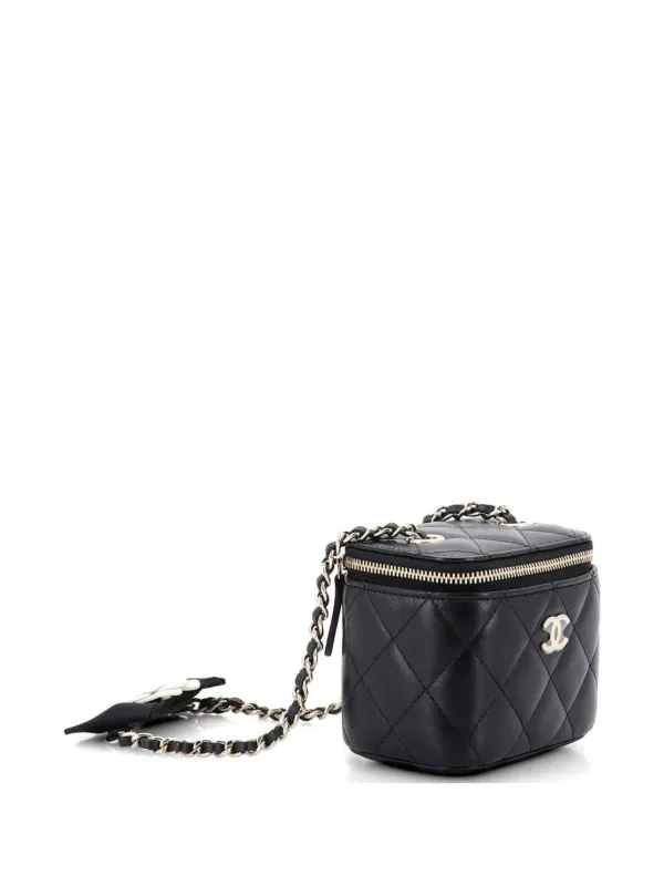 CHANEL Pre-Owned カメリア リボン バニティケース ウィズ チェーン