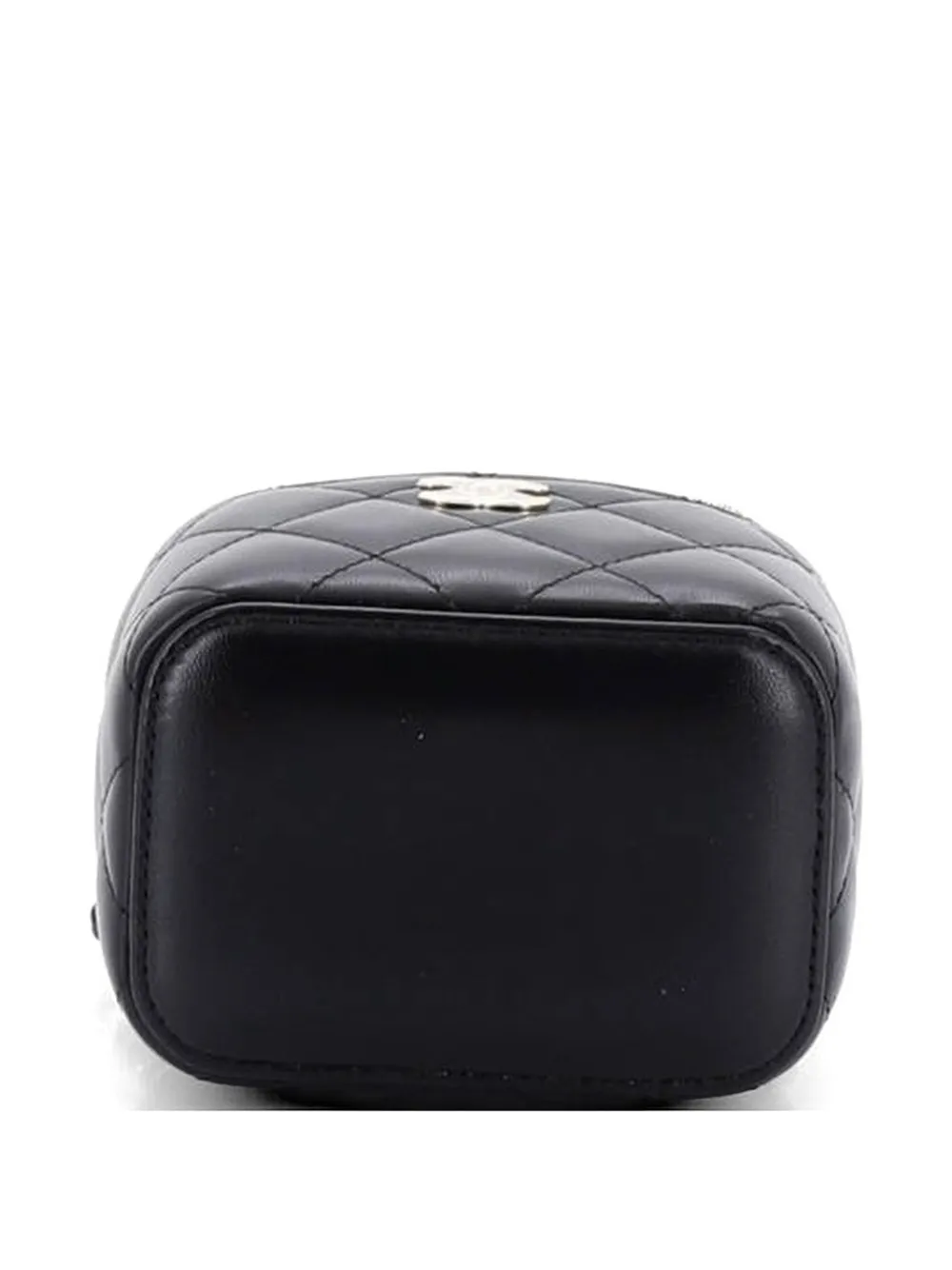 CHANEL Pre-Owned Camellia Bow Vanity Case with Chain Quilted Lambskin Mini crossbody bag - Nero