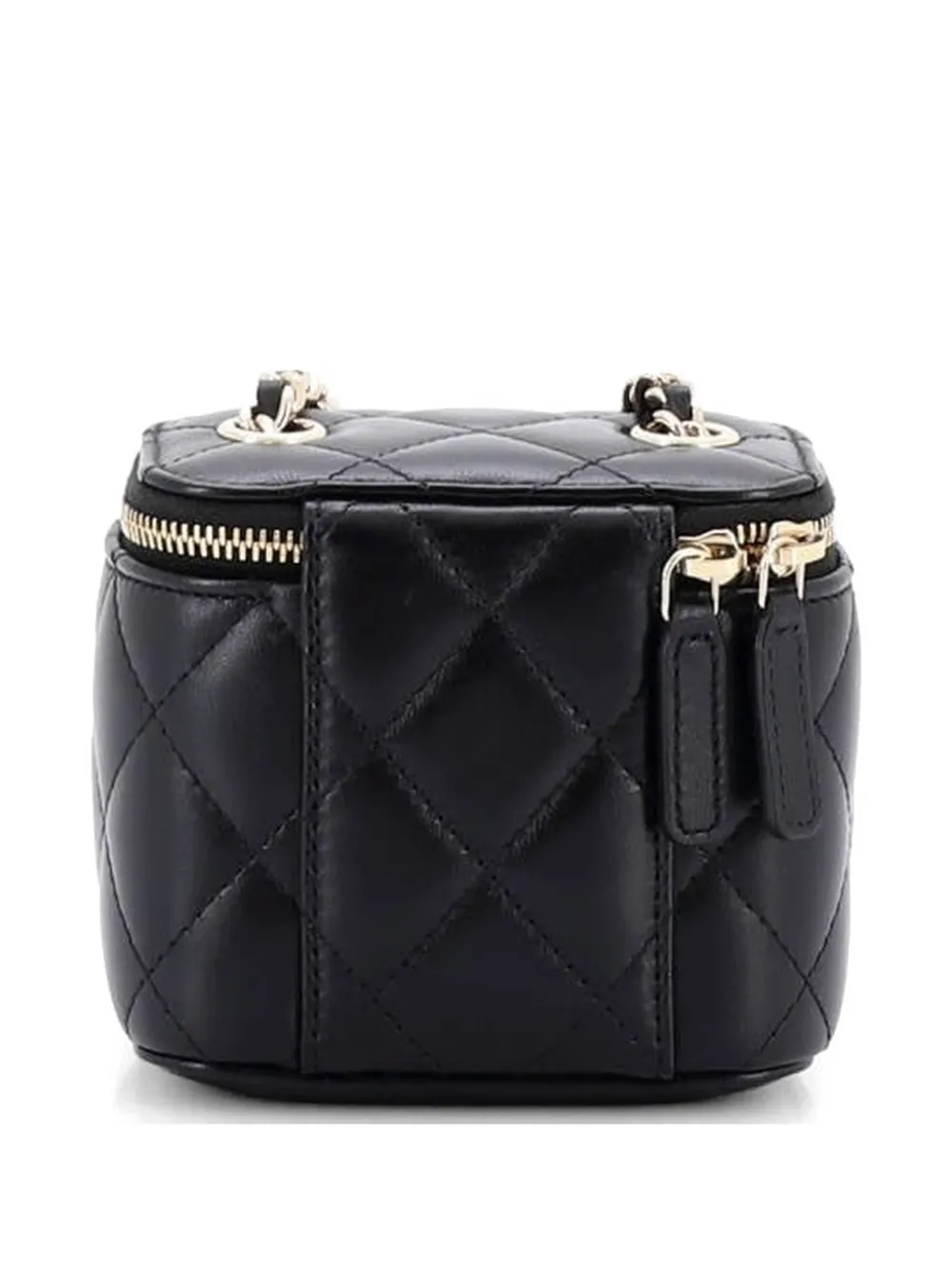 CHANEL Pre-Owned Camellia Bow Vanity Case with Chain Quilted Lambskin Mini crossbody bag - Nero