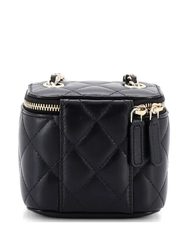 CHANEL Pre-Owned カメリア リボン バニティケース ウィズ チェーン