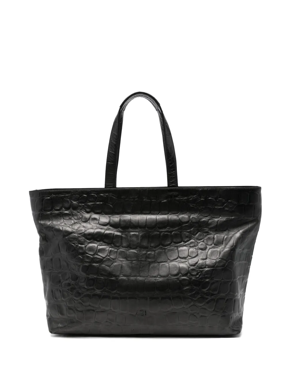 AUTENTICA 504 Schultertasche mit Kroko-Effekt - Schwarz