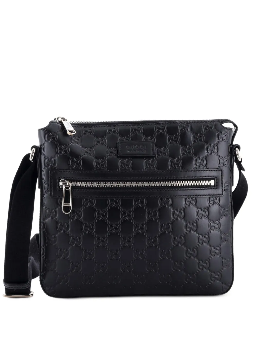 Gucci Pre-Owned Signature Zip Messenger Bag Guccissima Leather Small crossbody bag - Nero