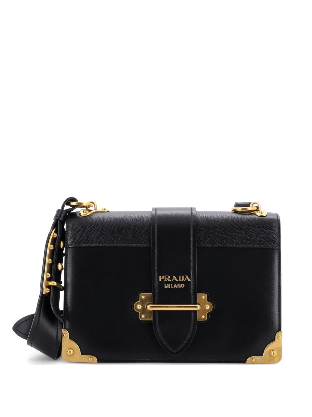 Prada Pre-Owned Cahier Leather and Saffiano Leather Large crossbody bag - Nero