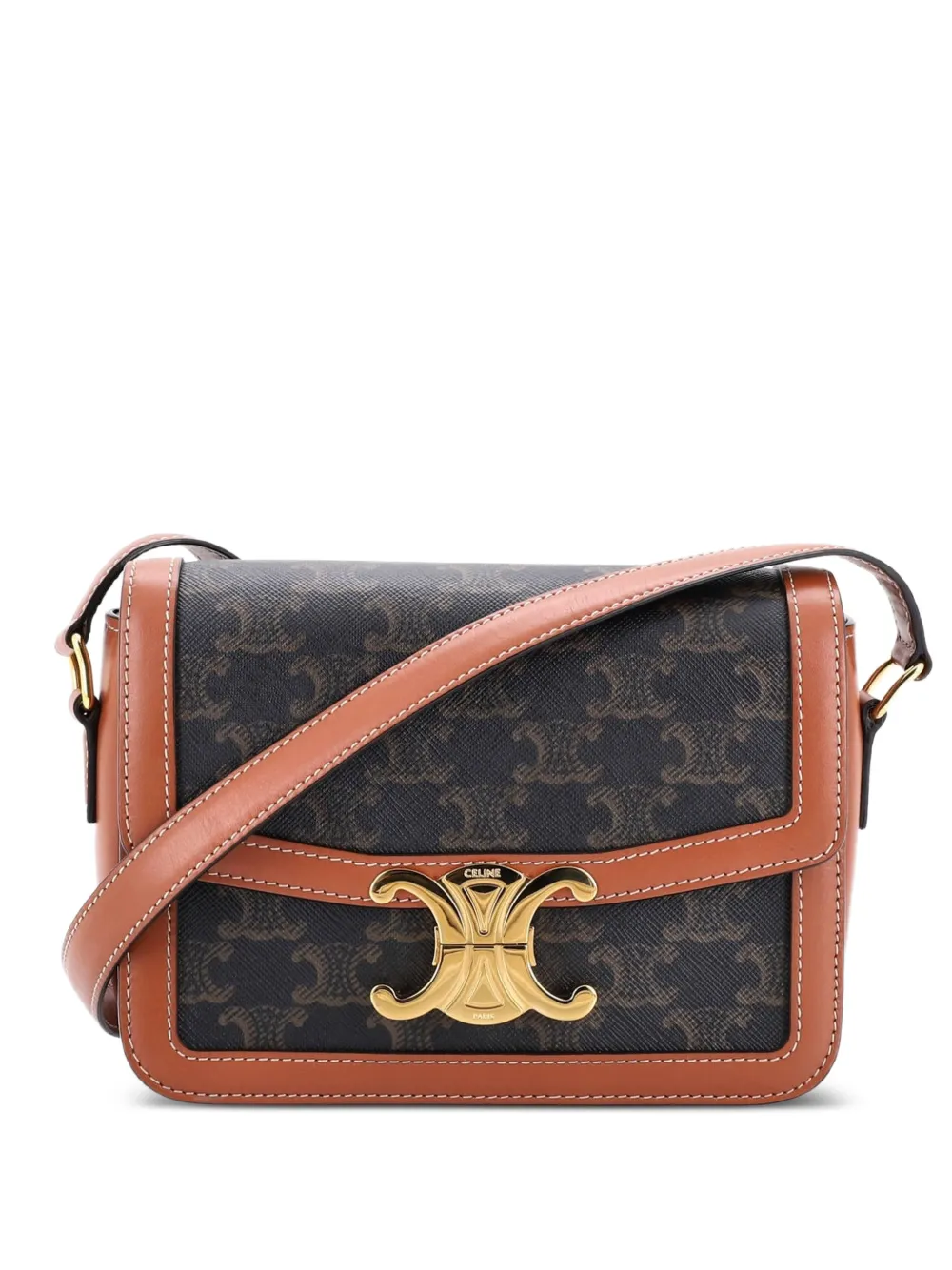 Celine Pre-Owned Triomphe Triomphe Coated Canvas Teen shoulder bag - Marrone