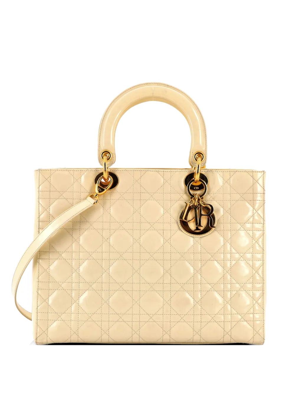 Christian Dior Pre-Owned Vintage Lady Dior Bag Cannage Quilt Lambskin Large satchel - Gelb
