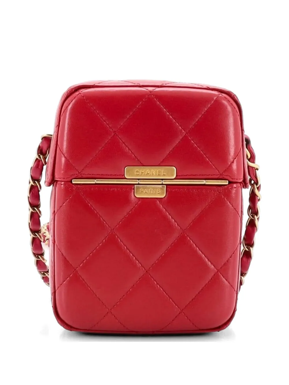  Chanel Pre-owned Mini étui De Smartphone à Bandoulière En Cuir D'agneau Matelassé à Fermoir Cc En Losange - Rose 