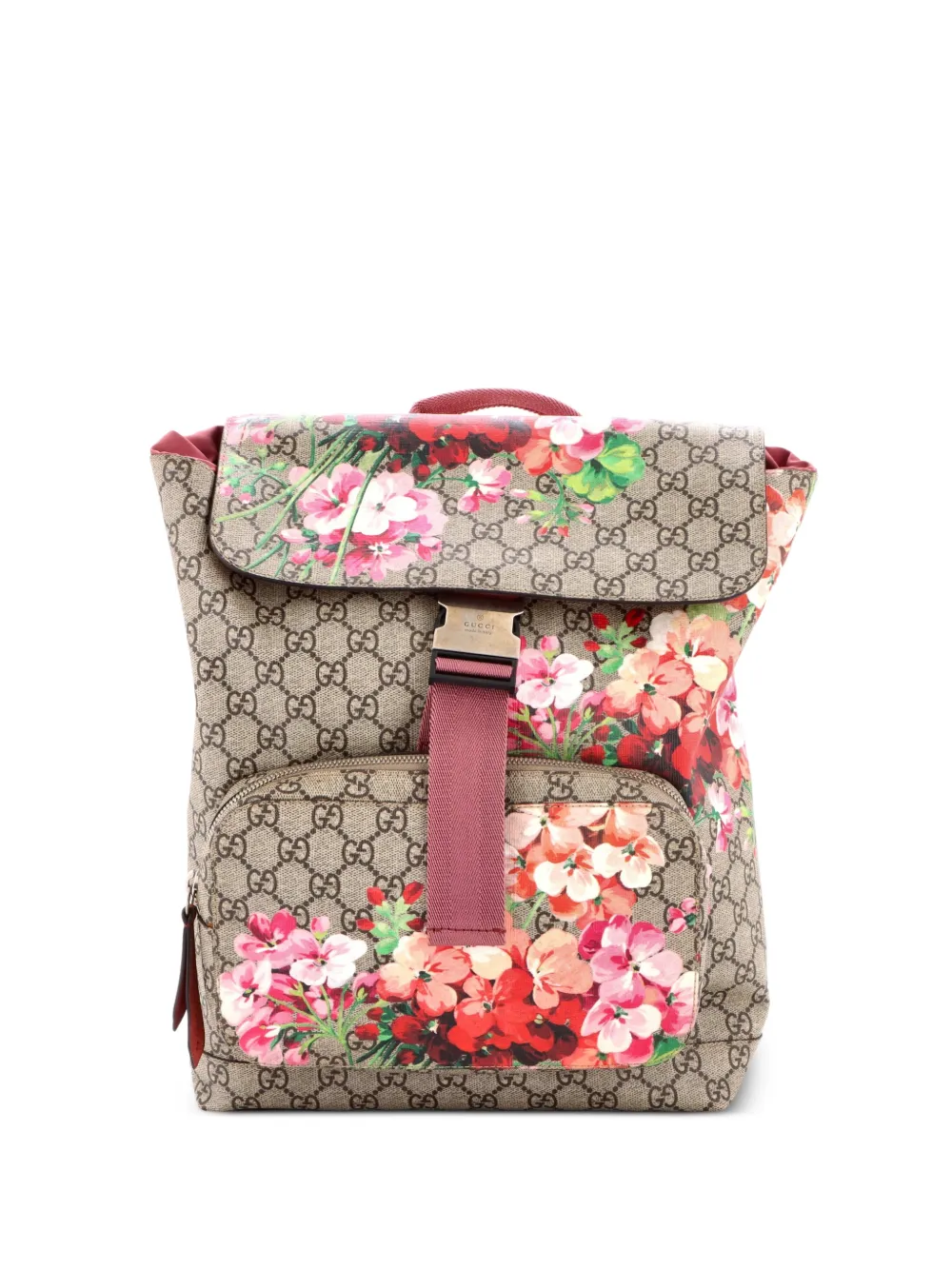 Gucci Pre-Owned Buckle Blooms Print GG Coated Canvas Medium backpack - Brown