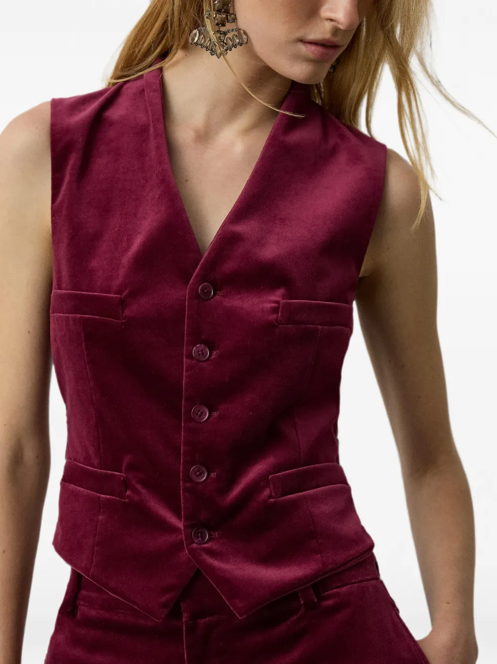 Ralph Lauren Collection Jaiden fluwelen gilet Rood