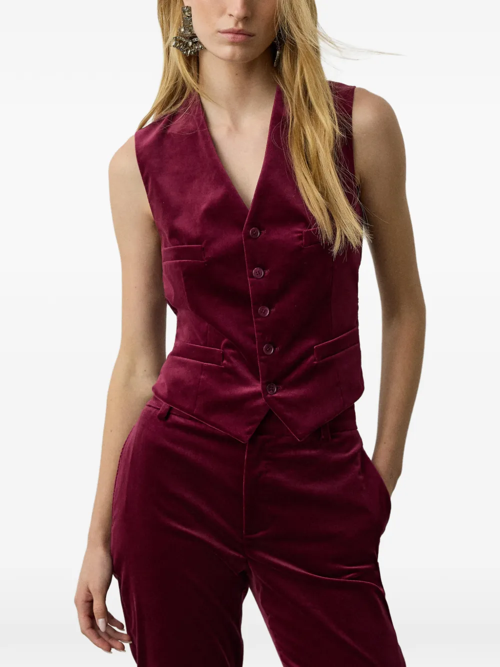Ralph Lauren Collection Jaiden fluwelen gilet Rood