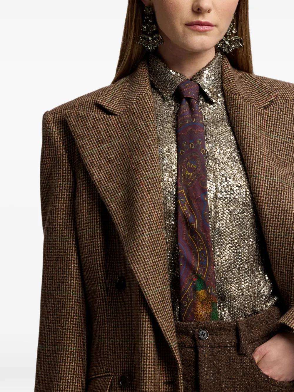 Ralph Lauren Collection Puntige stropdas Bruin