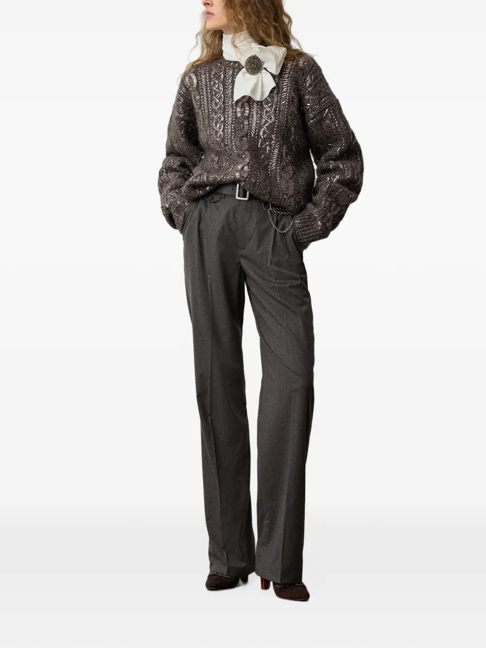 Ralph Lauren Collection Brie straight plooibroek Bruin