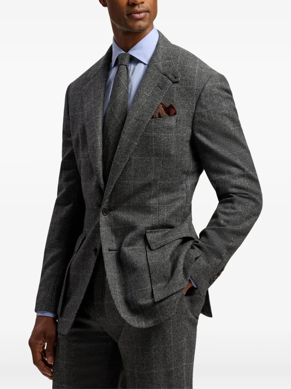 Ralph Lauren Purple Label Glenn Bellows geruite wollen blazer met enkele rij knopen Grijs