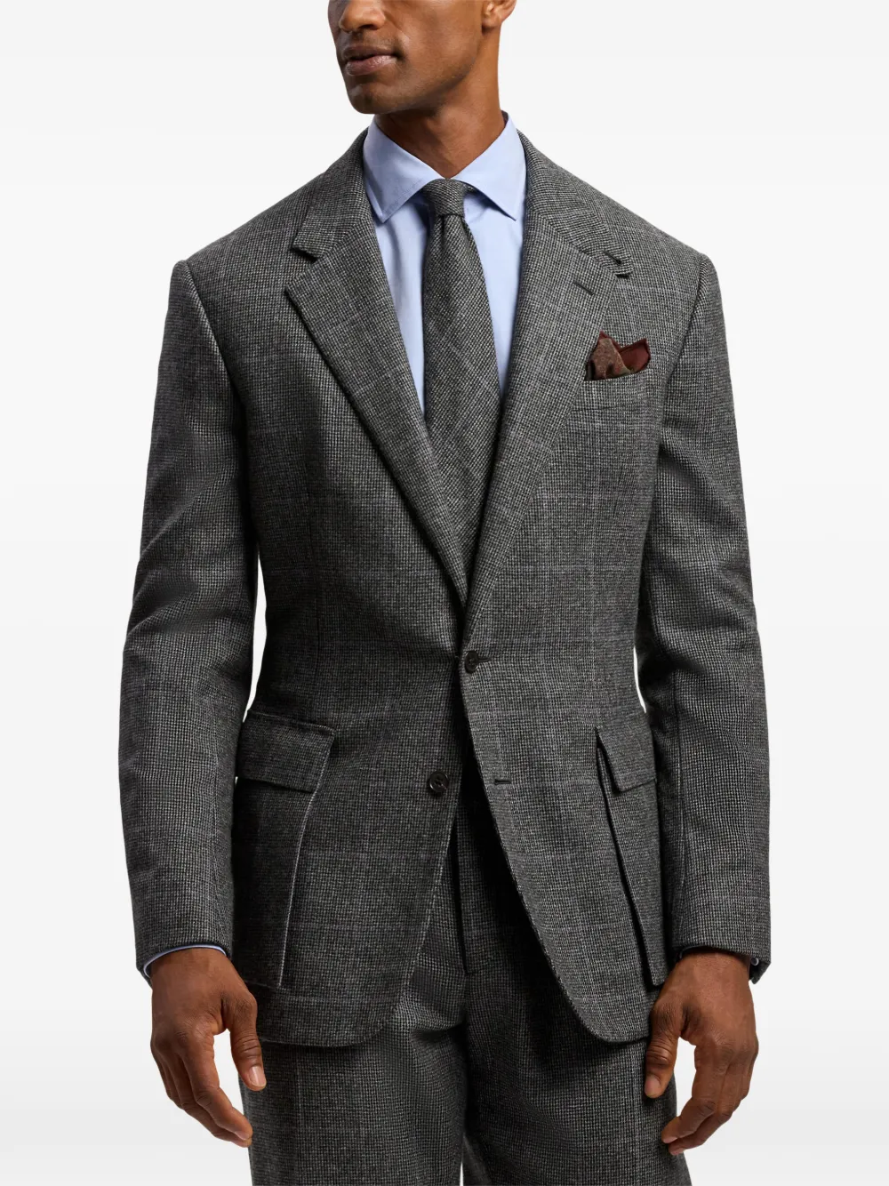 Ralph Lauren Purple Label Glenn Bellows geruite wollen blazer met enkele rij knopen Grijs