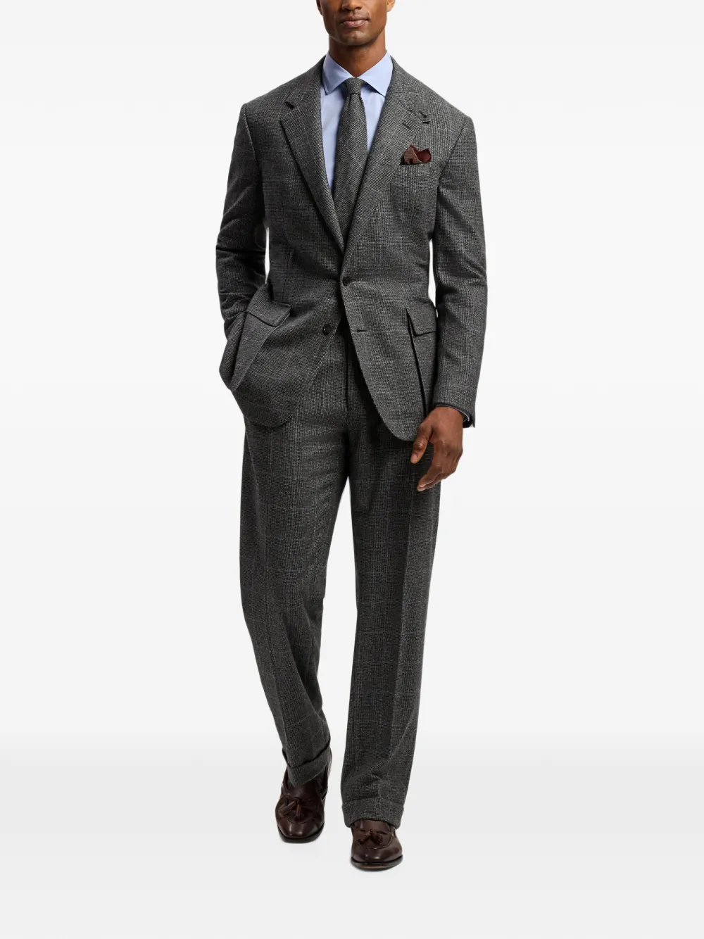 Ralph Lauren Purple Label Glenn Bellows geruite wollen blazer met enkele rij knopen Grijs