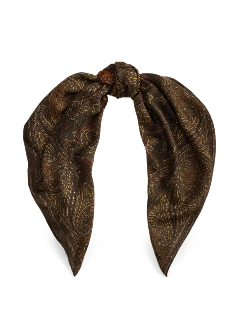 Ralph Lauren Collection Sjaal met paisley-print en fazant Bruin