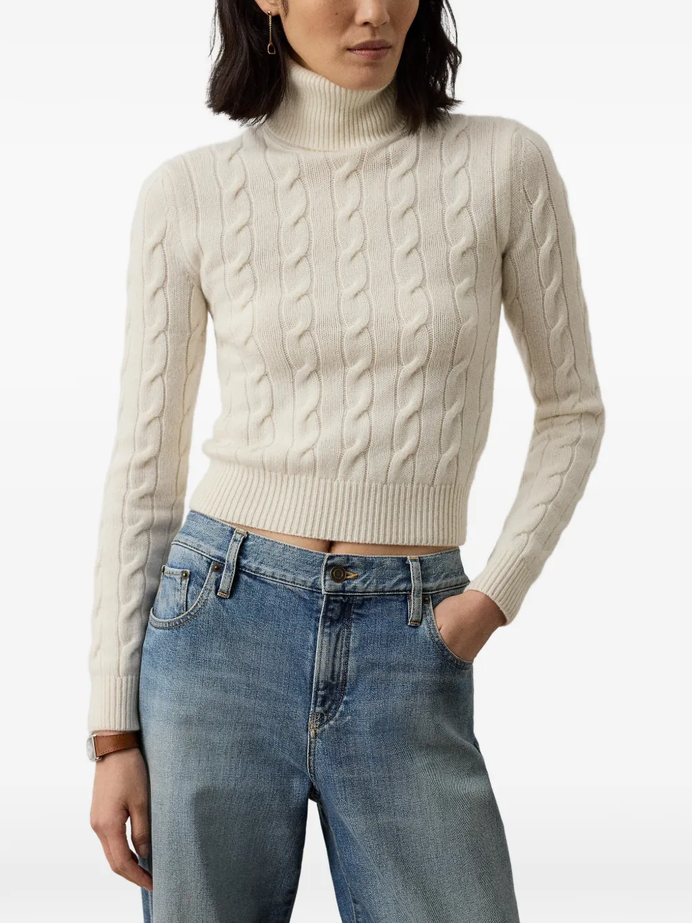 Ralph Lauren Collection Kabelgebreide coltrui Beige
