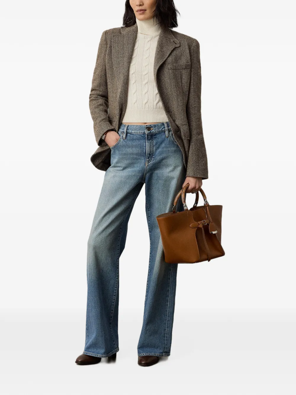 Ralph Lauren Collection Kabelgebreide coltrui Beige