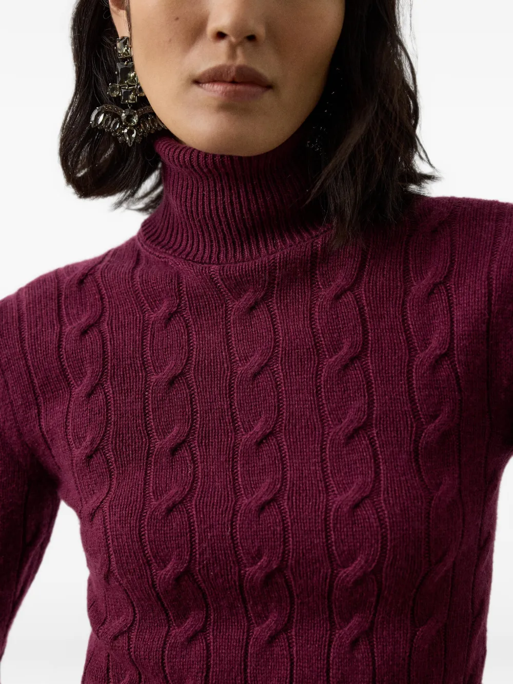 Ralph Lauren Collection Kabelgebreide coltrui Rood