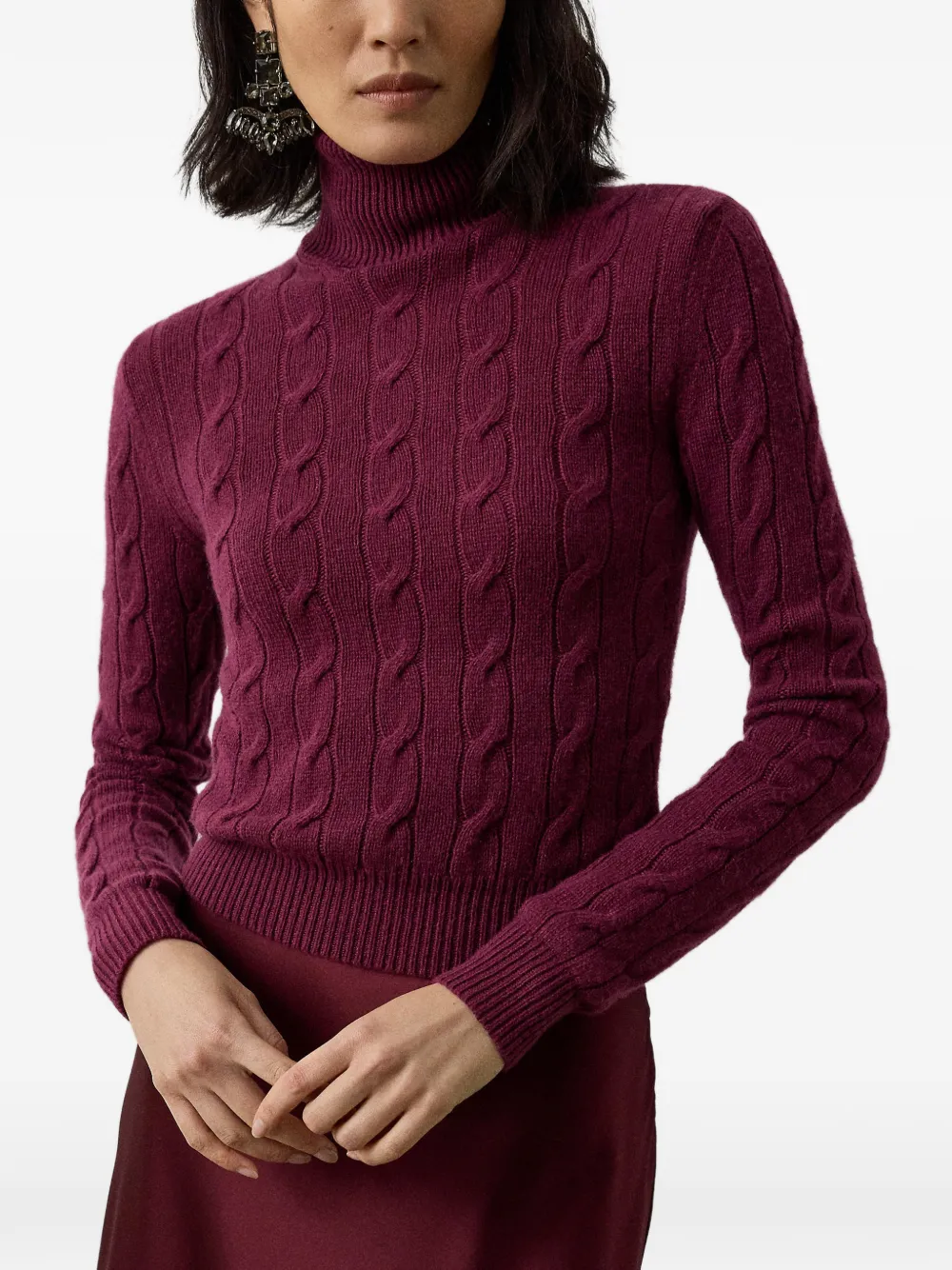 Ralph Lauren Collection Kabelgebreide coltrui Rood