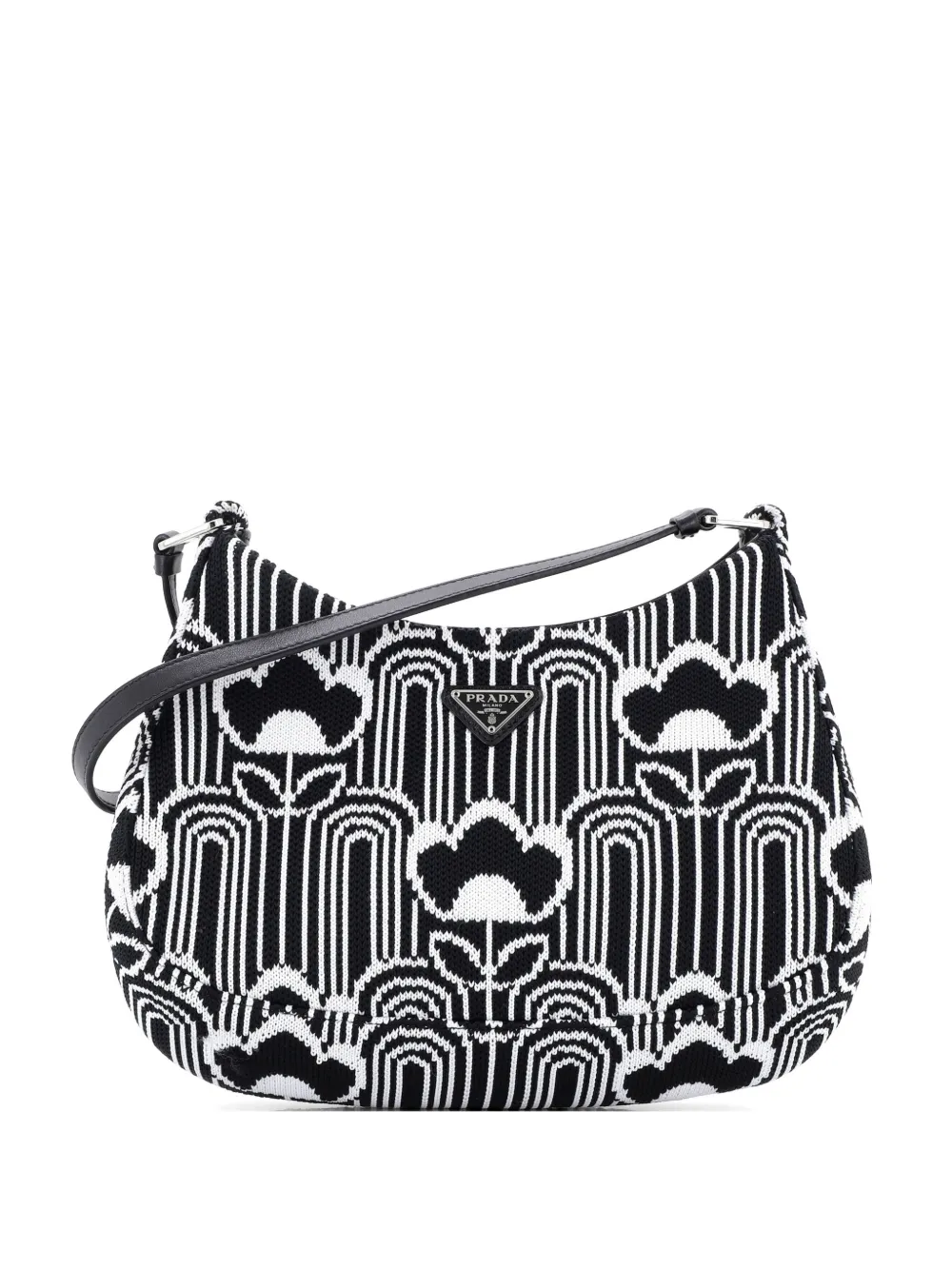 Prada Pre-Owned Cleo Shoulder Bag Jacquard Knit Medium hobo bag - Nero