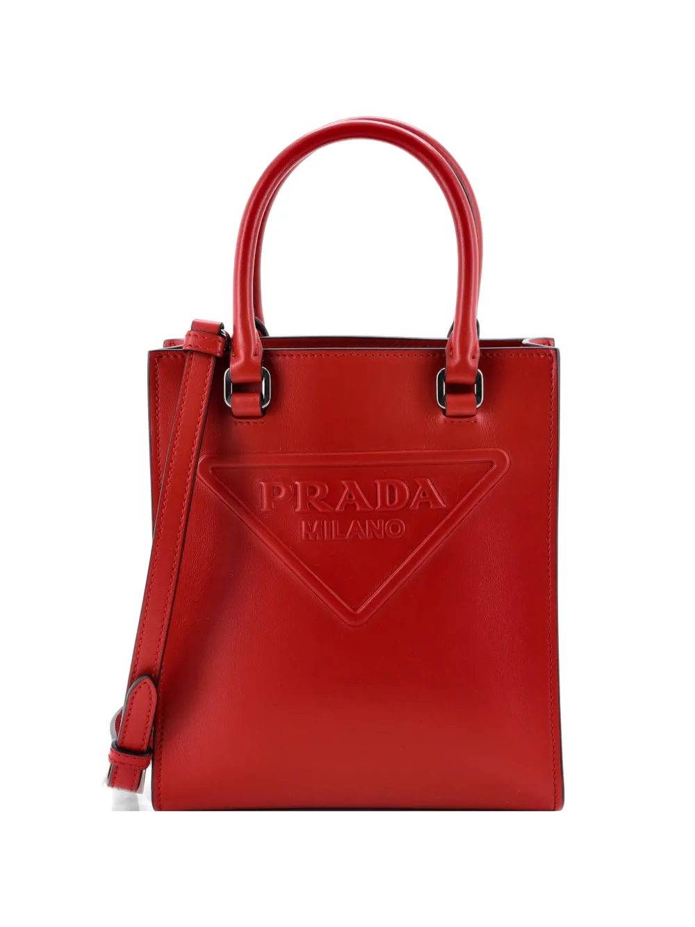 Prada Pre-Owned Logo Drill Tote Leather Mini crossbody bag - Rot