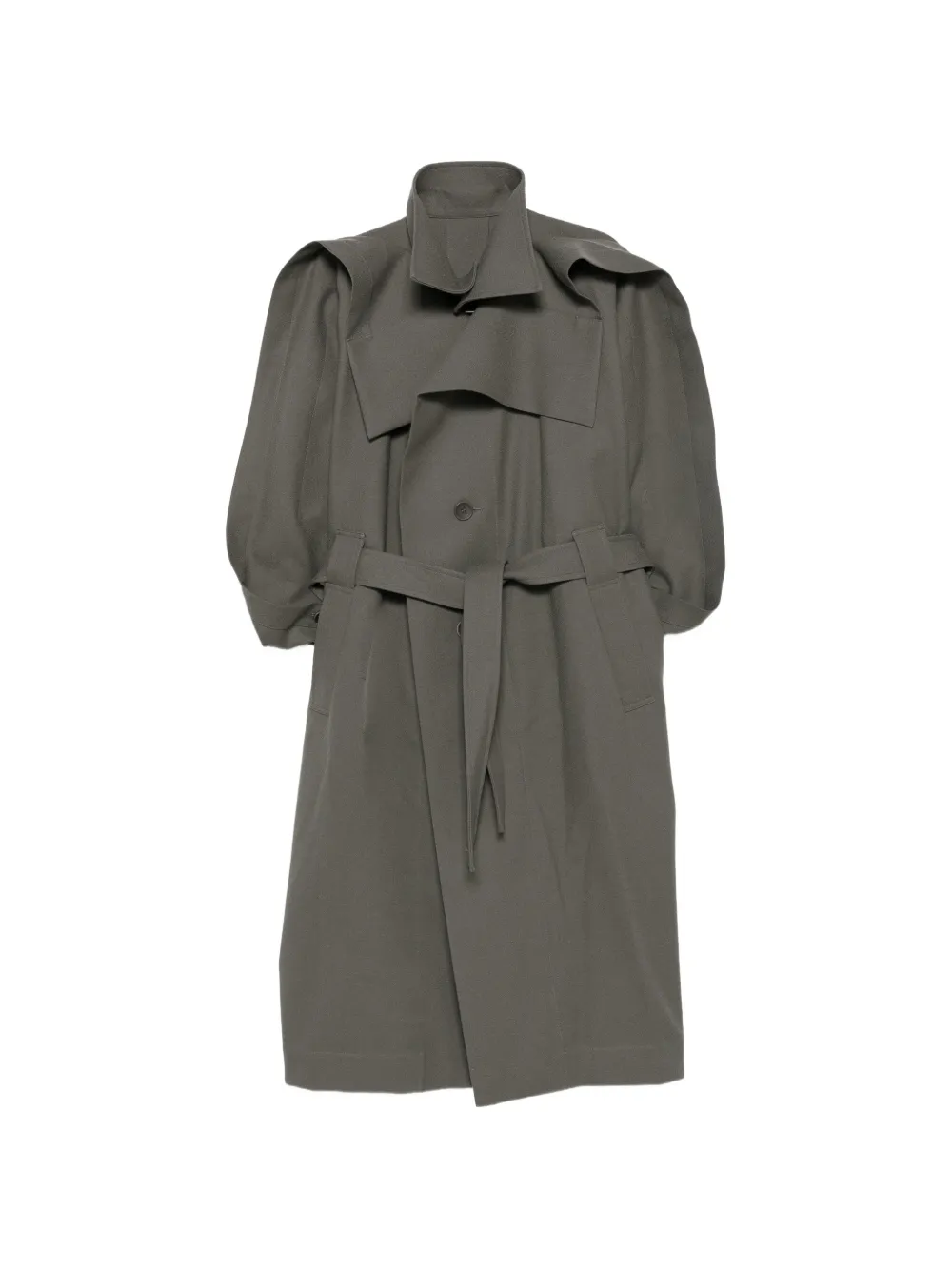 Issey Miyake Cappotto monopetto Calligraph con cintura - Grigio