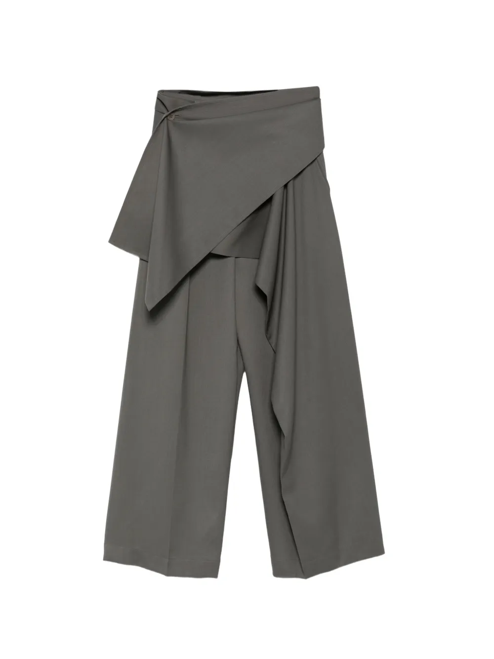 Issey Miyake Lustrous asymmetric draped trousers - Grigio